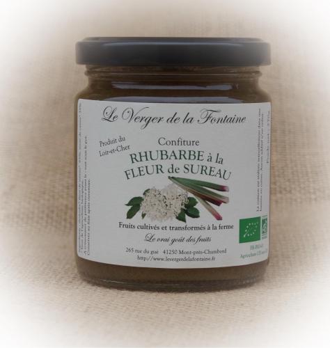 Confiture de rhubarbe à la fleur de sureau